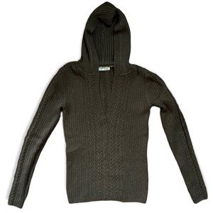 Brown cable knit sweater, pullover sweater with hood, size small by Old Navy